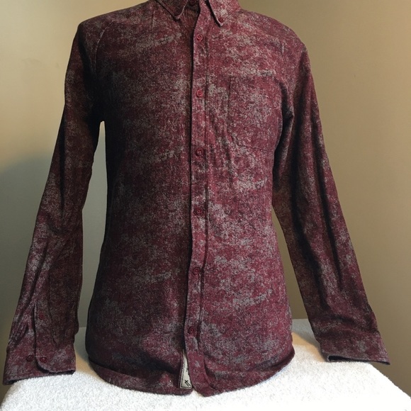 Men's medium William Rast button up shirt Justin Timberlake red wine color - Picture 2 of 13